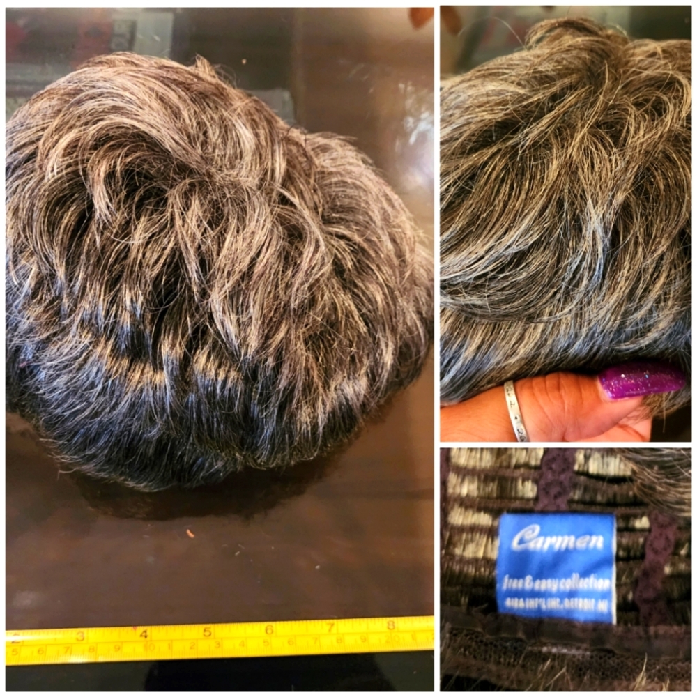 Silver/Black, Salt/Pepper 8" Short Wig/Hairpiece (Costume, LARP, Content)